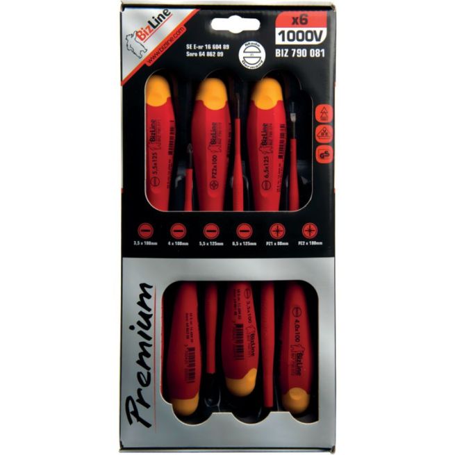 Kit de 6 tournevis i-SLIM plat / PZ - Isolés 1000 V