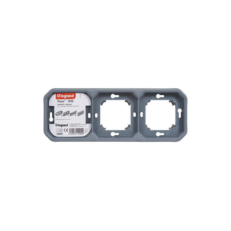 Support plaque 3 postes Gris Plexo