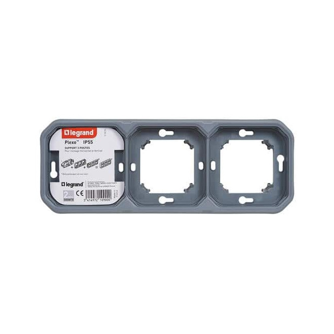 Support plaque 3 postes Gris Plexo