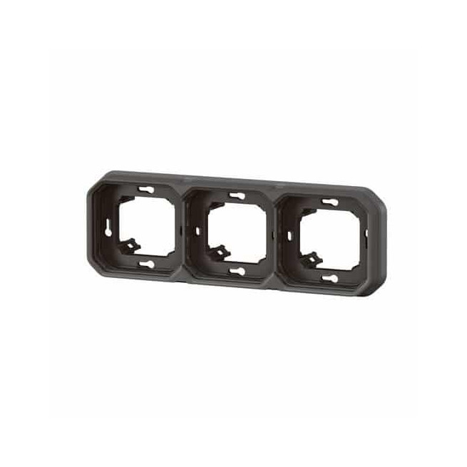 Support plaque 3 postes Anthracite Plexo
