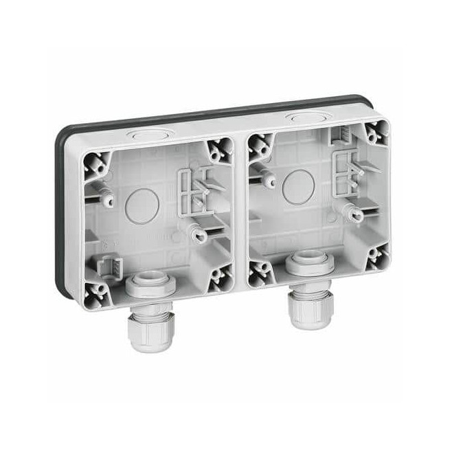 Boîtier Plexo 66 2 postes horizontal Gris