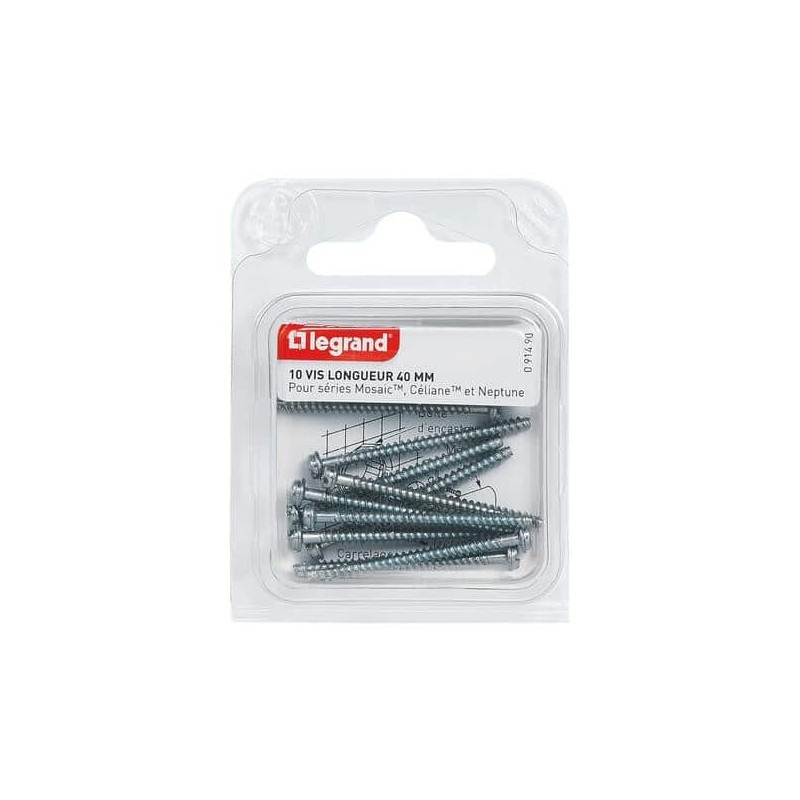 Lot de 10 vis pour encastrement profond