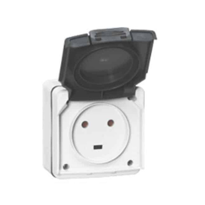 Prise 2P+T 20A complète saillie Gris Plexo