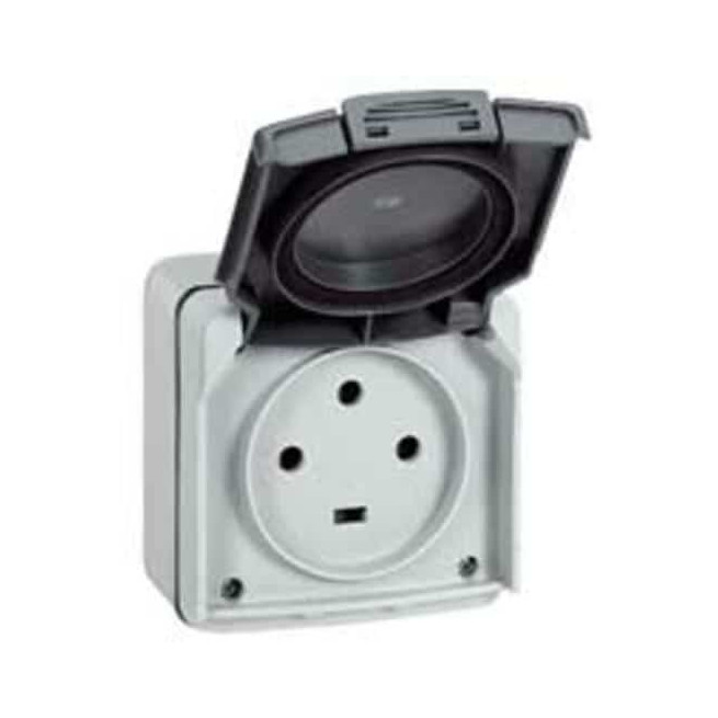 Prise 3P+T 20A complète saillie Gris Plexo