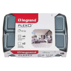 Lot 2 va-et-vient + 4 prises 2P+T Gris Plexo