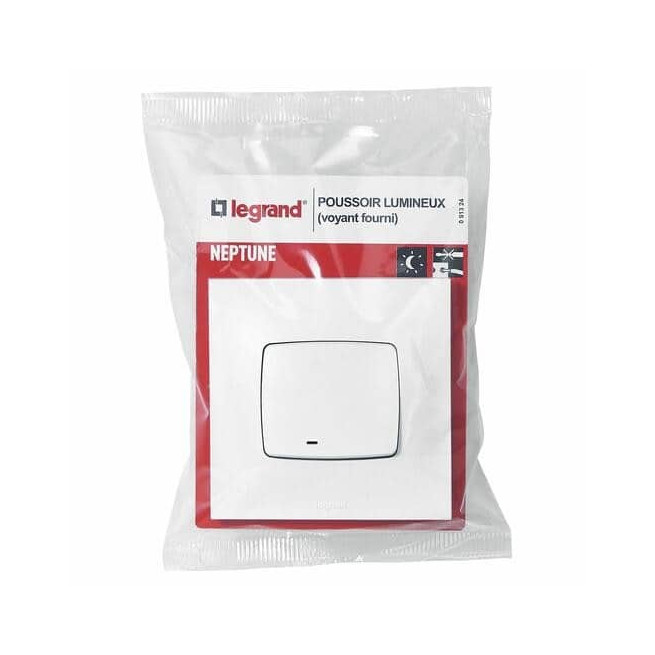 Poussoir lumineux 6A Blanc Neptune