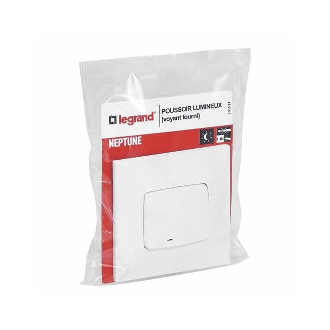 Poussoir lumineux 6A Blanc Neptune