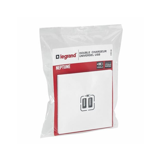 Double chargeur USB Blanc Neptune