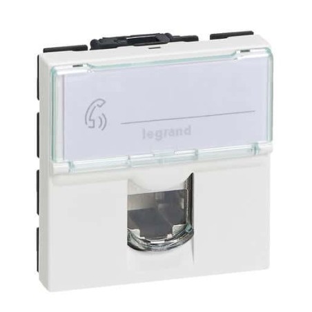 Prise RJ 45 multimédia Mosaic catégorie6 STP télévision , téléphone , informatique 2 modules - blanc