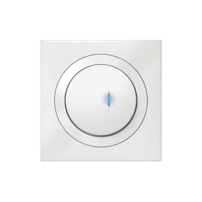 Poussoir simple lumineux 6A Blanc Dooxie One