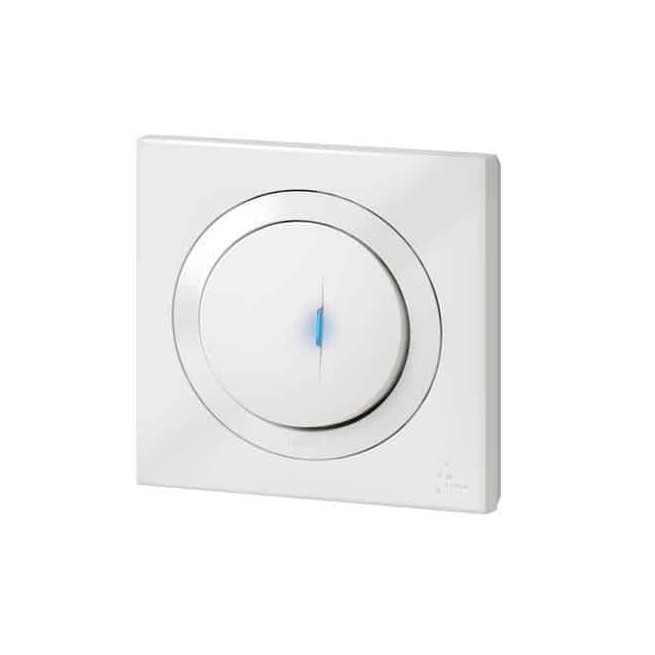 Poussoir simple lumineux 6A Blanc Dooxie One