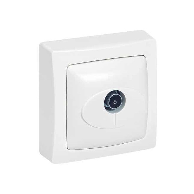 Prise TV simple Blanc Saillie