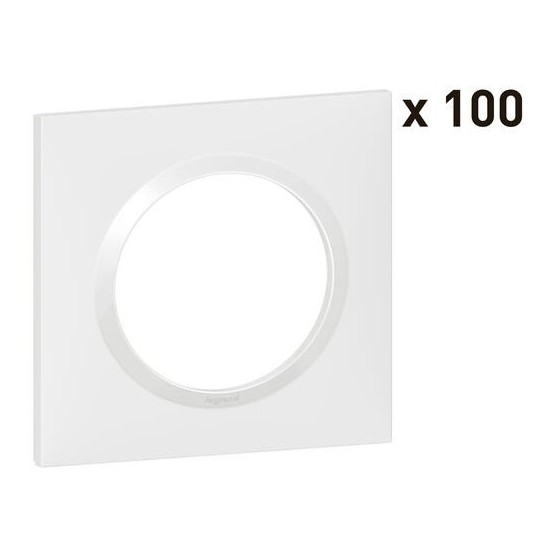 Lot de 100 plaques carrées dooxie 1 poste finition blanc