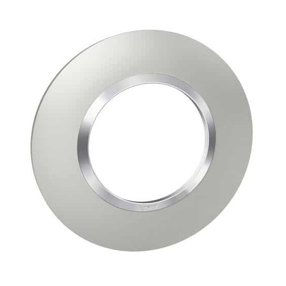 Plaque de finition ronde dooxie 1 poste finition effet aluminium mat avec bague effet chrome