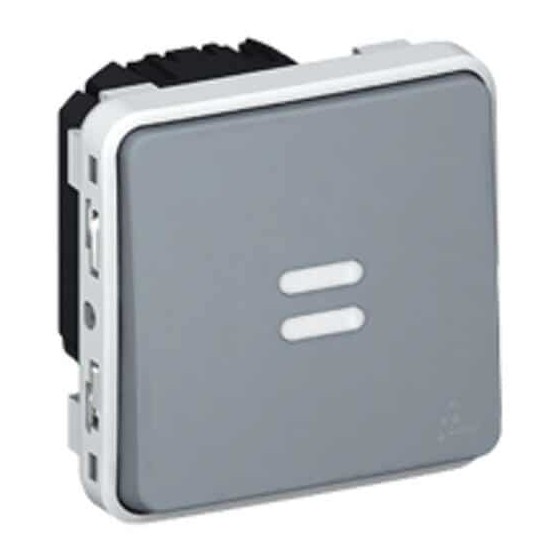 Interrupteur temporisé lumineux étanche Plexo composable IP55 230V 50Hz ou 60Hz - gris