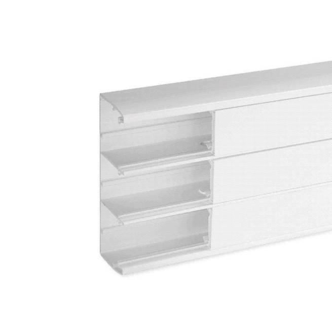 Goulotte d'installation - 164 x 55 mm - 3 compartiments  - Longueur 2 m - PVC - Blanc - Tercia TA-C45