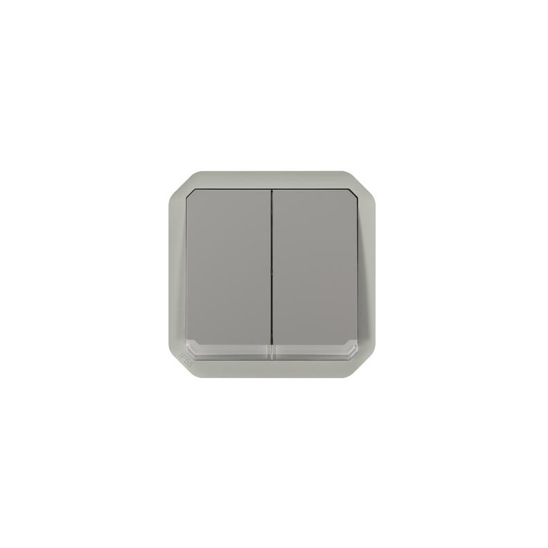 Double interrupteur lumineux Gris Plexo