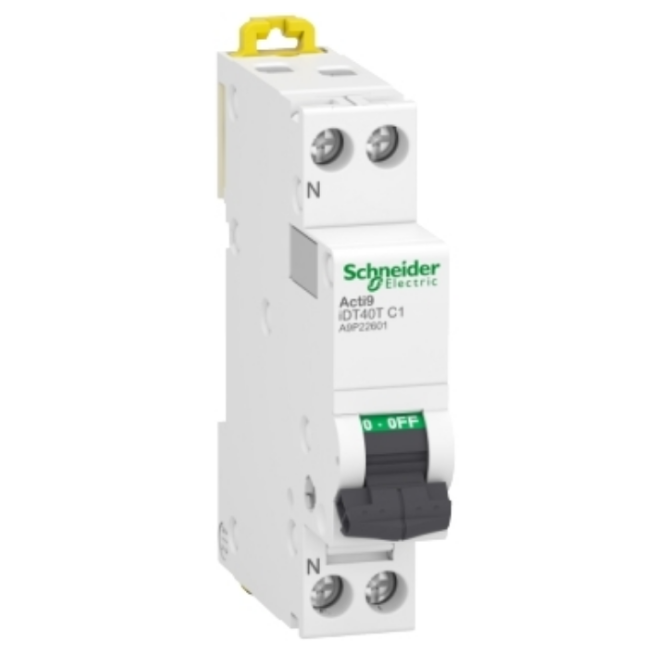 Disjoncteur modulaire - 1P + N - 2 A - Courbe C - 4500A / 6 kA - Acti9 iDT40T