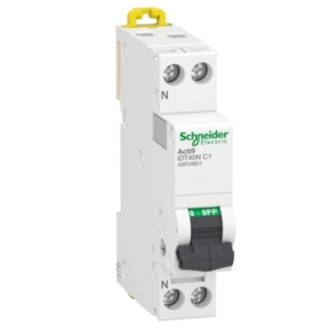 Disjoncteur modulaire - 1P + N - 2 A - Courbe C - 6000A / 10 kA - Acti9 iDT40N