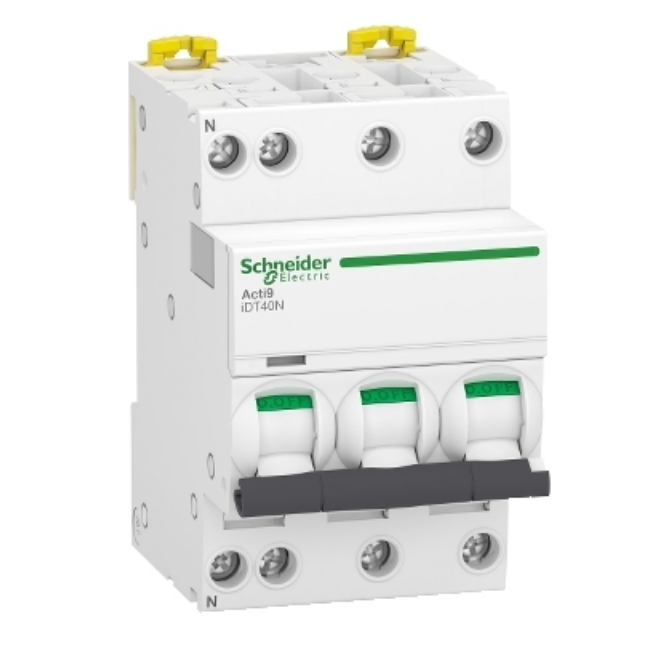 Disjoncteur modulaire - 3P + N - 25 A - Courbe C - 6000A / 10 kA - Acti9 iDT40N