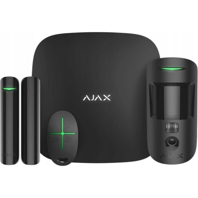 Kit d'alarme professionnelle, sans-fil, Ajax Starterkit Cam Plus noir.