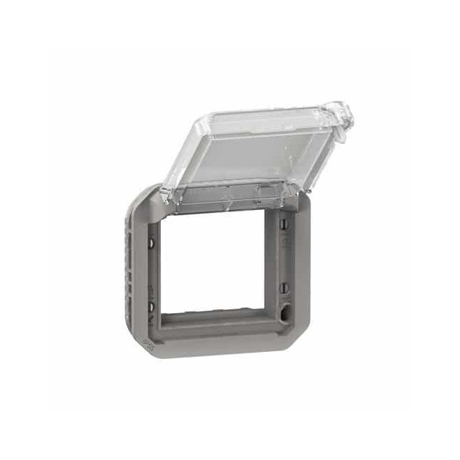 Adaptateur Mosaic volet transparent Gris Plexo