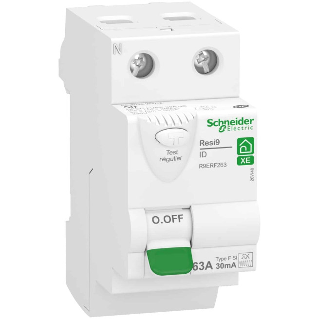 Interrupteur différentiel - 2P - 63 A - 30 mA - Type Fsi - Embrochable - Resi9 XE