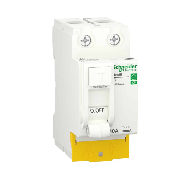 Interrupteur différentiel - 2P - 40 A - 30 mA - Type A - Peignable - Alim. bas - Resi9