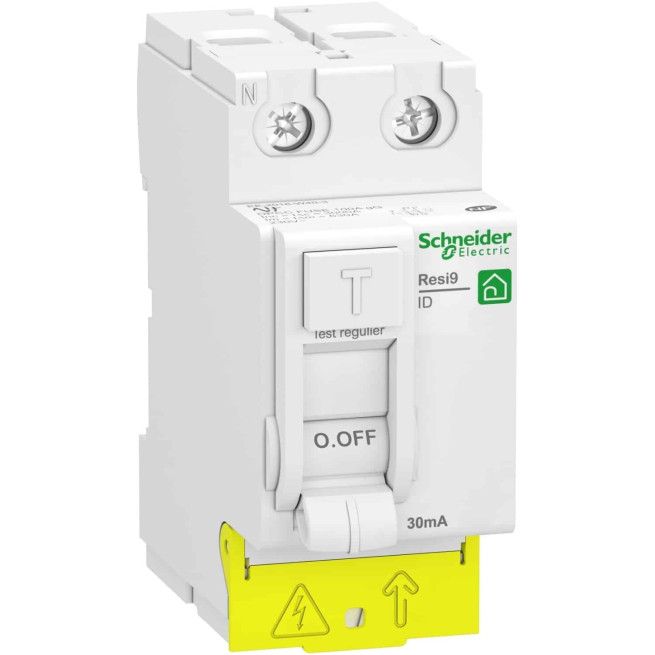 Interrupteur différentiel - 2P - 25 A - 30 mA - Type AC - Peignable - Alim. bas - Resi9