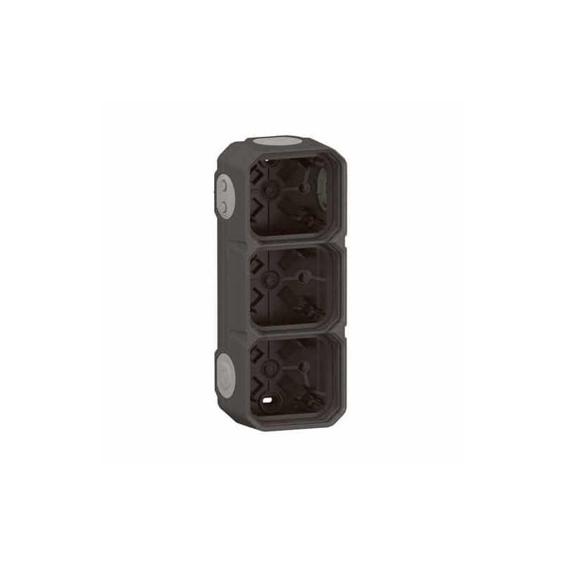 Boîtier saillie 3 postes Anthracite Plexo