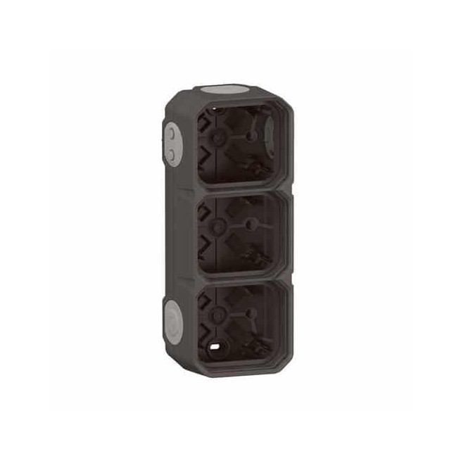 Boîtier saillie 3 postes Anthracite Plexo