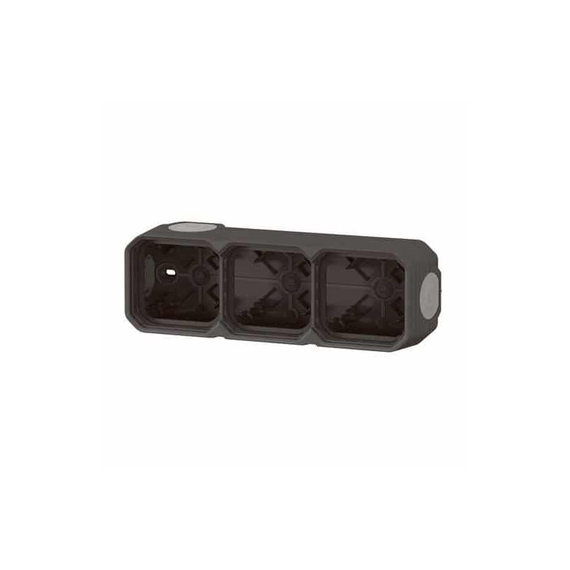 Boîtier saillie 3 postes Anthracite Plexo