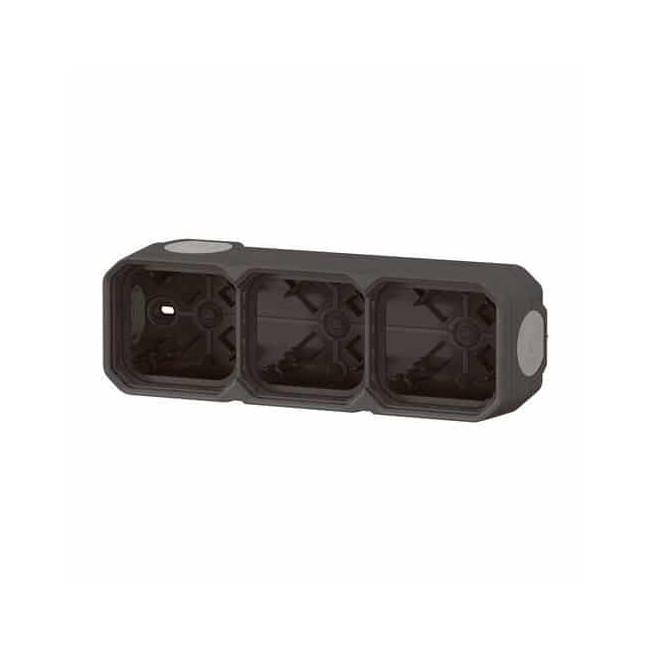 Boîtier saillie 3 postes Anthracite Plexo