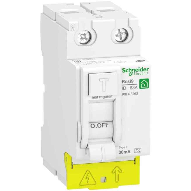 Interrupteur différentiel - 2P - 63 A - 30 mA - Type Fsi - Peignable - Alim. bas - Resi9