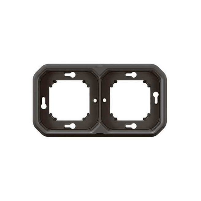 Support plaque 2 postes Anthracite Plexo