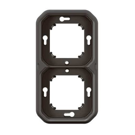 Support plaque étanche pour montage encastré 2 postes horizontaux ou verticaux Plexo - anthracite