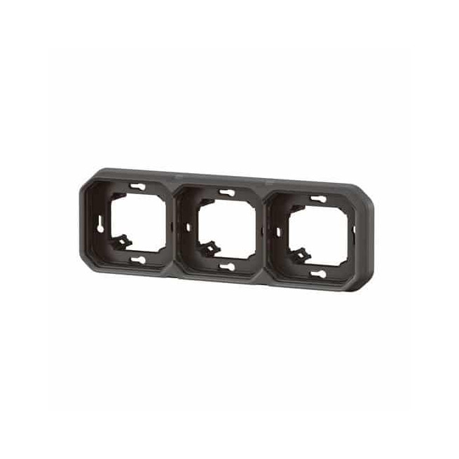 Support plaque 3 postes Anthracite Plexo