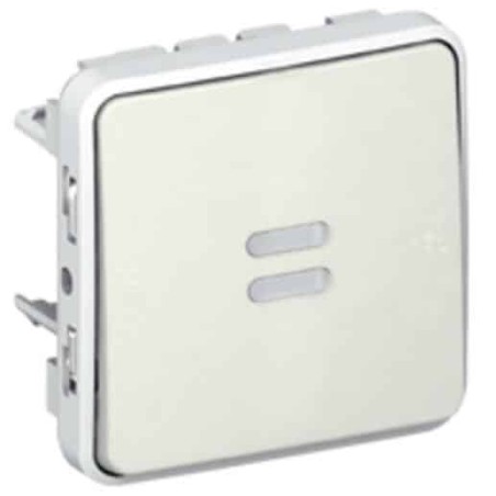 Interrupteur ou va-et-vient témoin étanche câblage phase distribuée Plexo composable IP55 10AX 250V - blanc