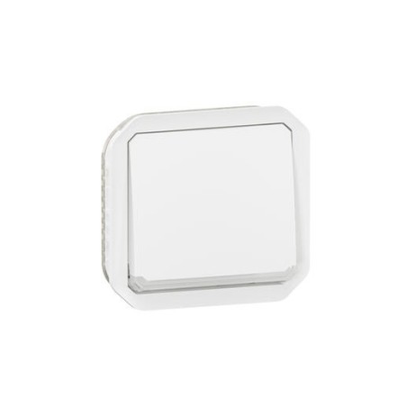 Poussoir NO-NF lumineux avec voyant étanche Plexo 10A IP55 IK08 avec enjoliveur finition blanc