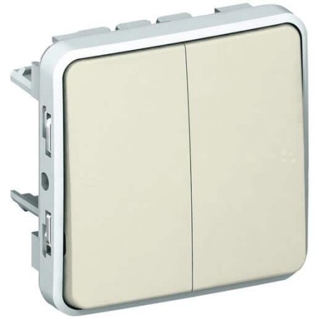 Double interrupteur ou va-et-vient étanche Plexo composable IP55 10AX 250V - blanc