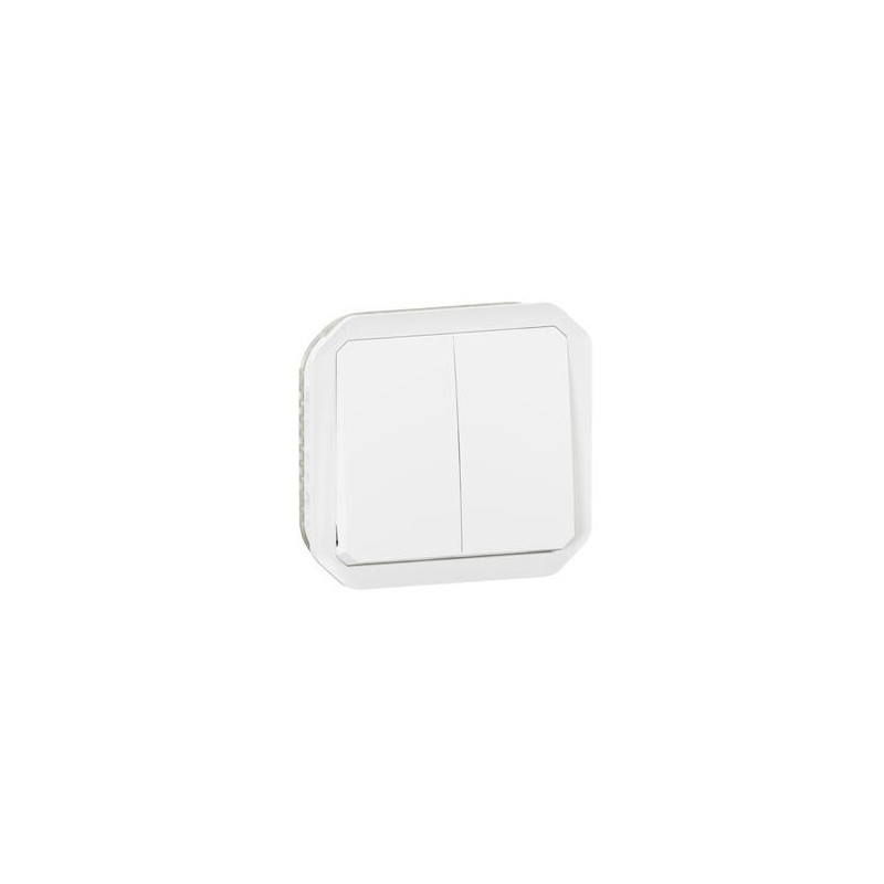 Double interrupteur poussoir Blanc Plexo