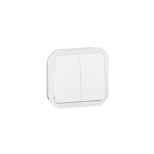 Double interrupteur poussoir Blanc Plexo