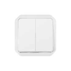 Double interrupteur poussoir Blanc Plexo
