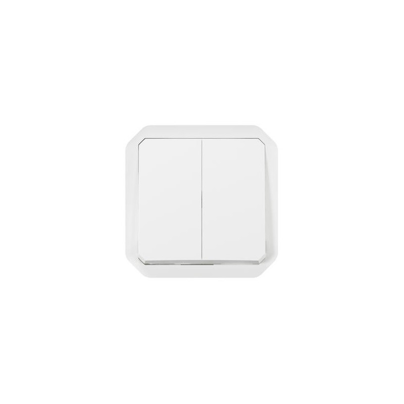 Double interrupteur poussoir Blanc Plexo