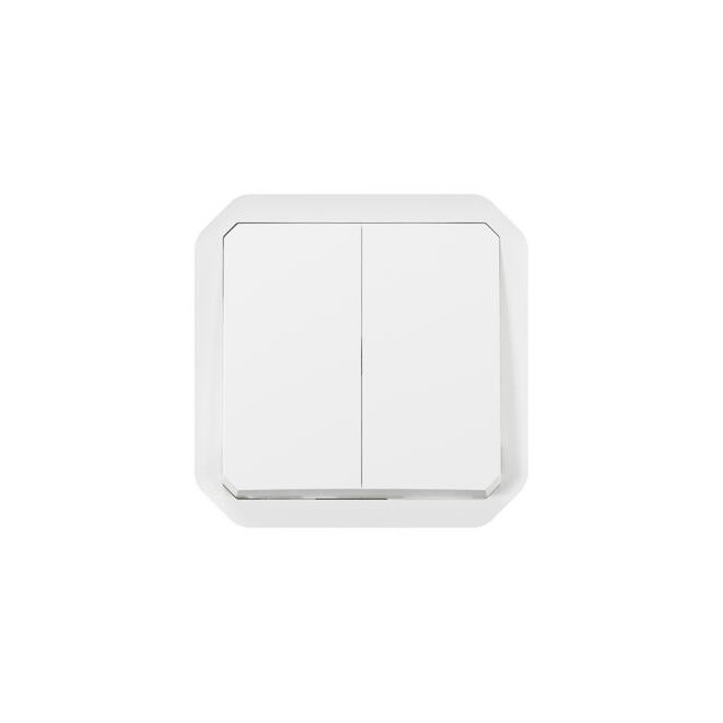 Double interrupteur poussoir Blanc Plexo
