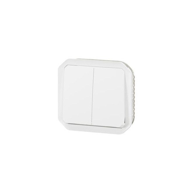 Double interrupteur poussoir Blanc Plexo