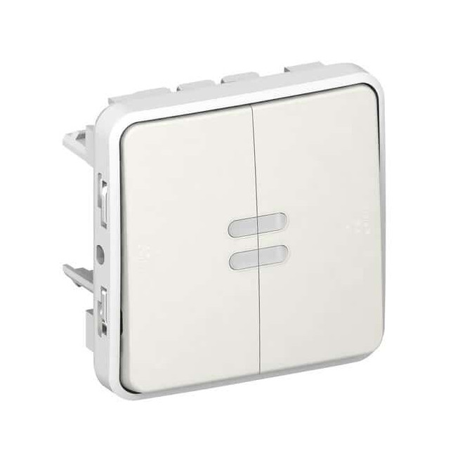 Double poussoir NO-NF lumineux Blanc Plexo