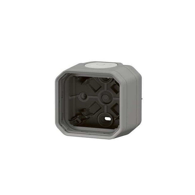 Boîtier saillie 1 poste membrane Gris Plexo