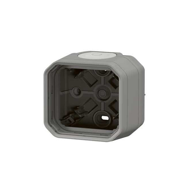 Boîtier saillie 1 poste membrane Gris Plexo