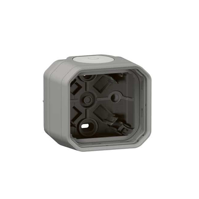Boîtier saillie 1 poste membrane Gris Plexo